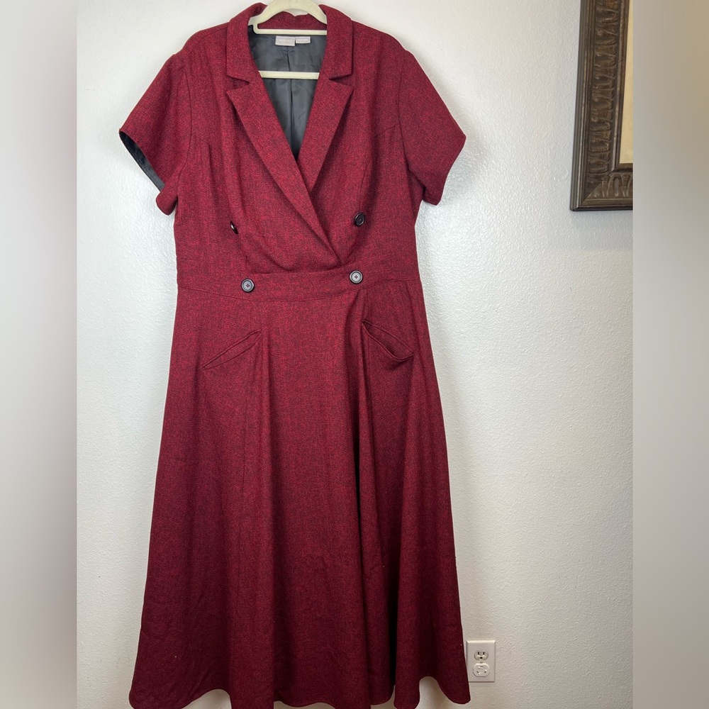 eshakti Custom Womens Dress Faux Wrap‎ Black Red Maroon Short Sleeve NO SIZE